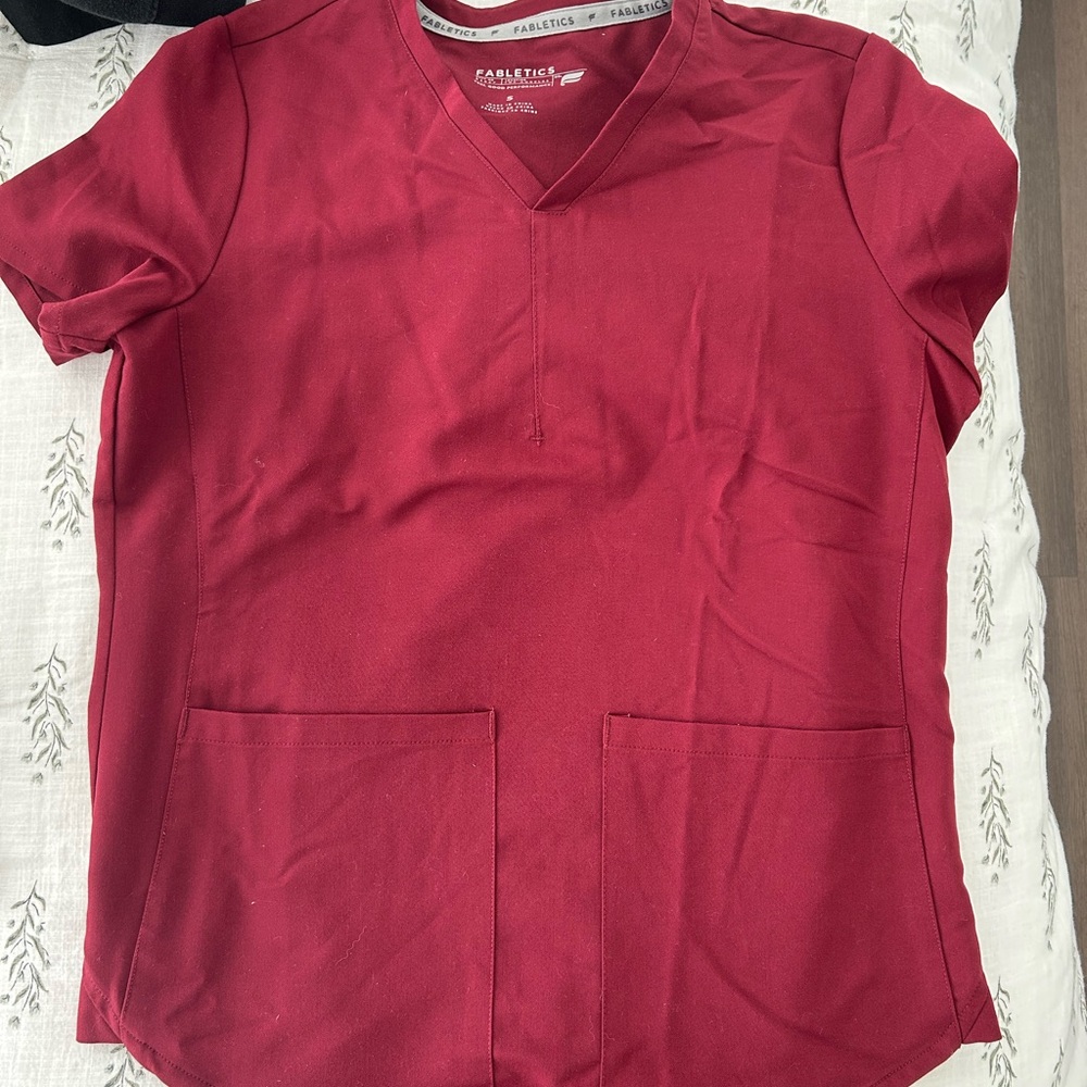 Fabletics Red V-Neck Scrub Set - image 2